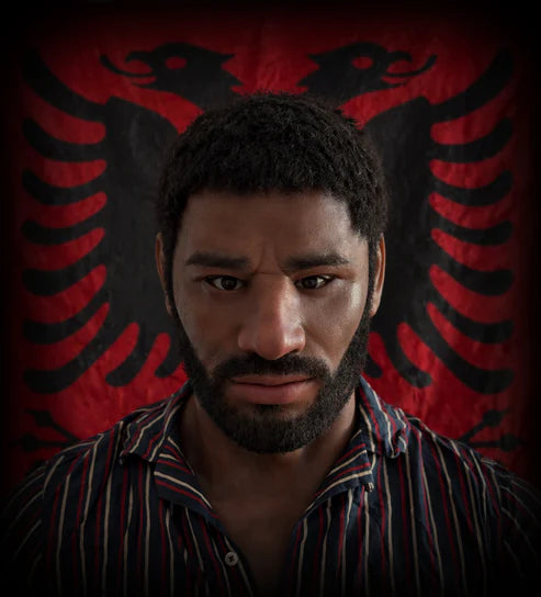 Ultra-Realistic Black Male Mask – Curly Hair & Beard – 30 Years Old